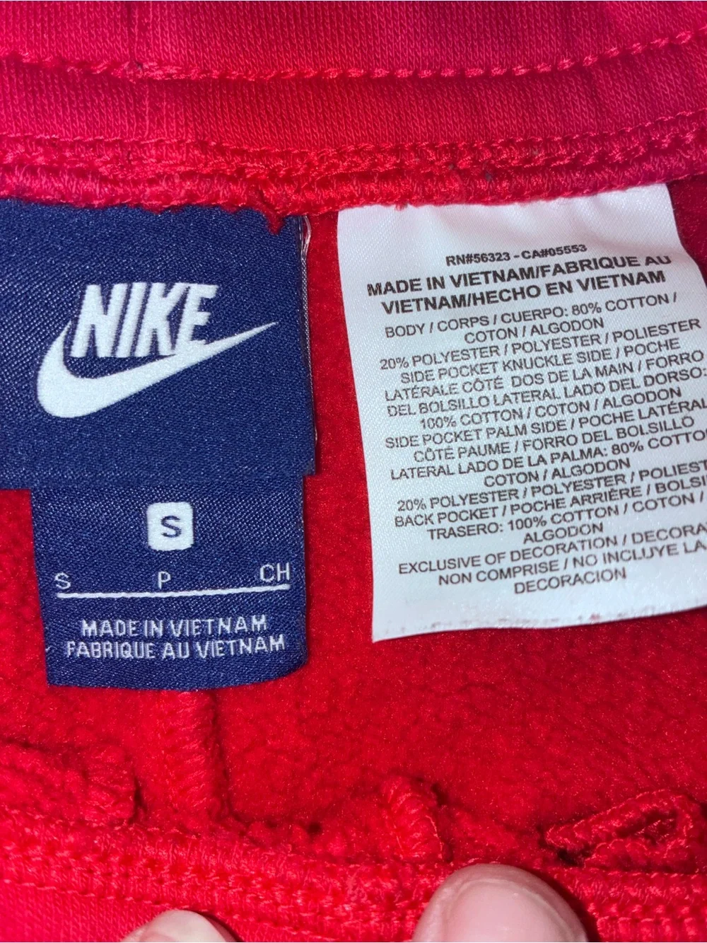 Nike Red and Gray Athletic Shorts with Black and White Swoosh